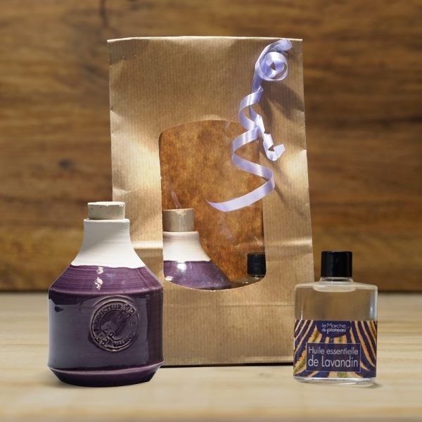 Pochette cadeau diffuseur + huile essentielle lavandin 30 ml
