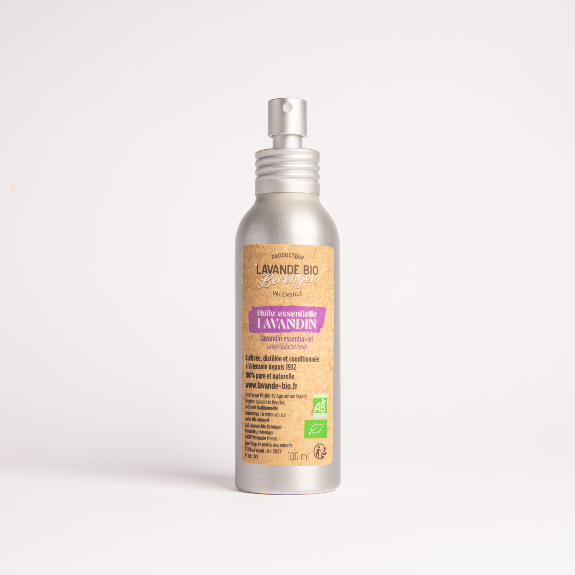 Huile essentielle lavandin spray 50 à 100 ml 2 Huile essentielle de lavandin bio en spray 100 ml