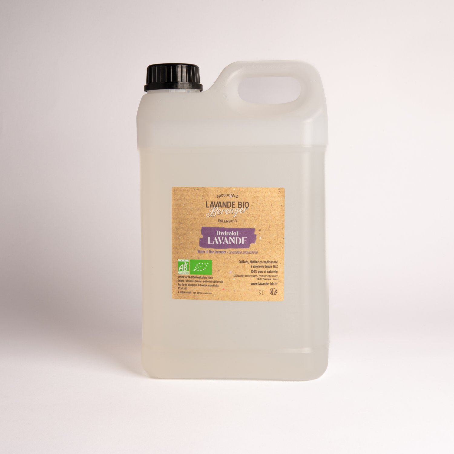 Bio-Lavendel-Hydrolat 3 L – destilliert in der Provence (Valensole) 1 Hydrolat de lavande bio 3 L